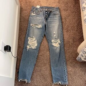 Levi’s 501 Jeans - rips and fraying at the bottom hem